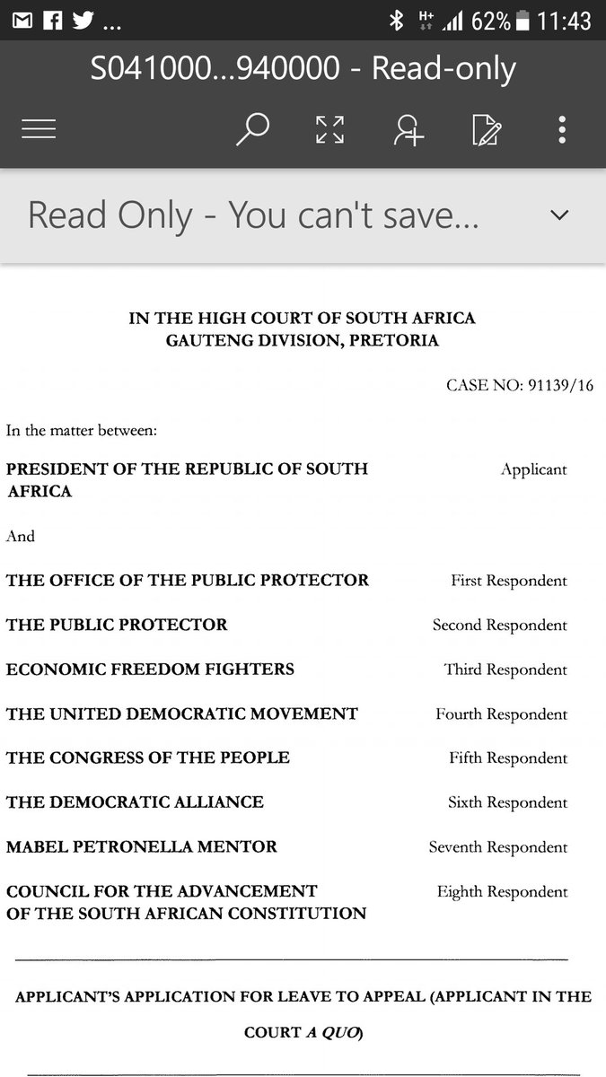 GardeeGodrich's tweet photo. @PresidencyZA defies his own party #ANC54 resolution to respect court judgement on #statecapturejudgment. He appeals judgement and cost.. The man is sick....Reason to recall him before #SONA2018 https://t.co/HNuA0yBy4Q