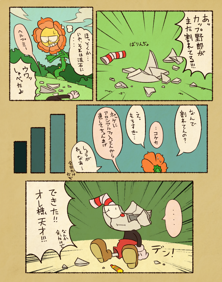 割れたカップヘッドを直すキャグニーの漫画（シリアス要素皆無） | 丘