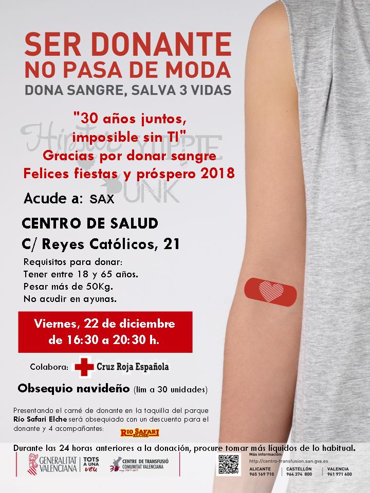 #Sax|   1 de cada 10 personas ingresadas en un hospital necesita sangre. Gracias a ti recibirá su tratamiento. Esta #Navidad #RegalaVida