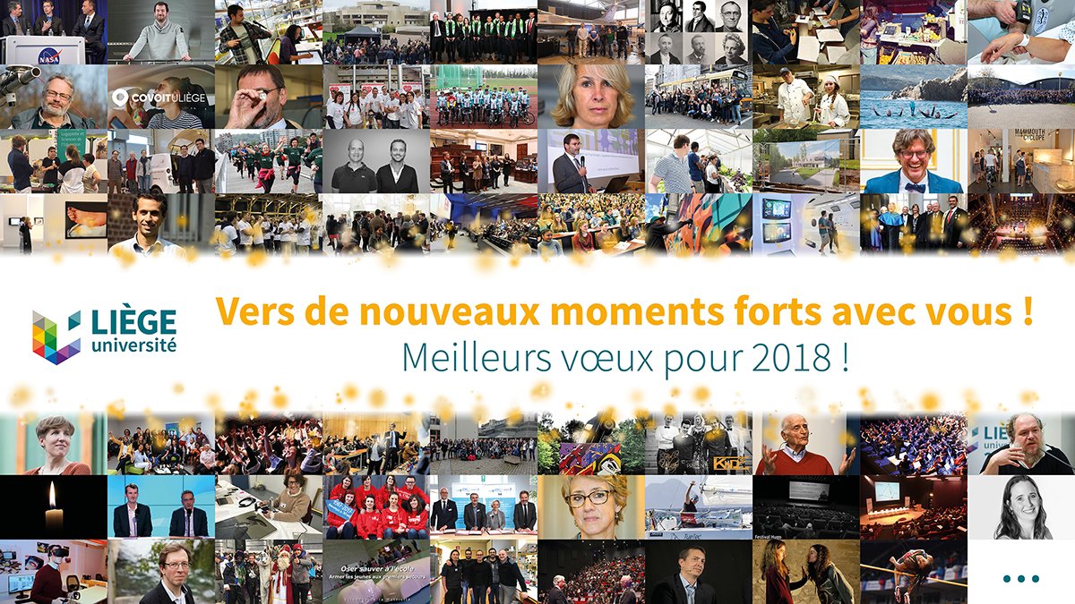 UniversiteLiege's tweet photo. Coup d'oeil en images sur les temps forts qui ont rythmé l'année 2017 à l'#ULiège ! Toutes les photos, c'est par ici : https://t.co/a0iuFsoSbq 
✨MEILLEURS VOEUX POUR 2018 !  ✨ https://t.co/M0nJdF2R4T