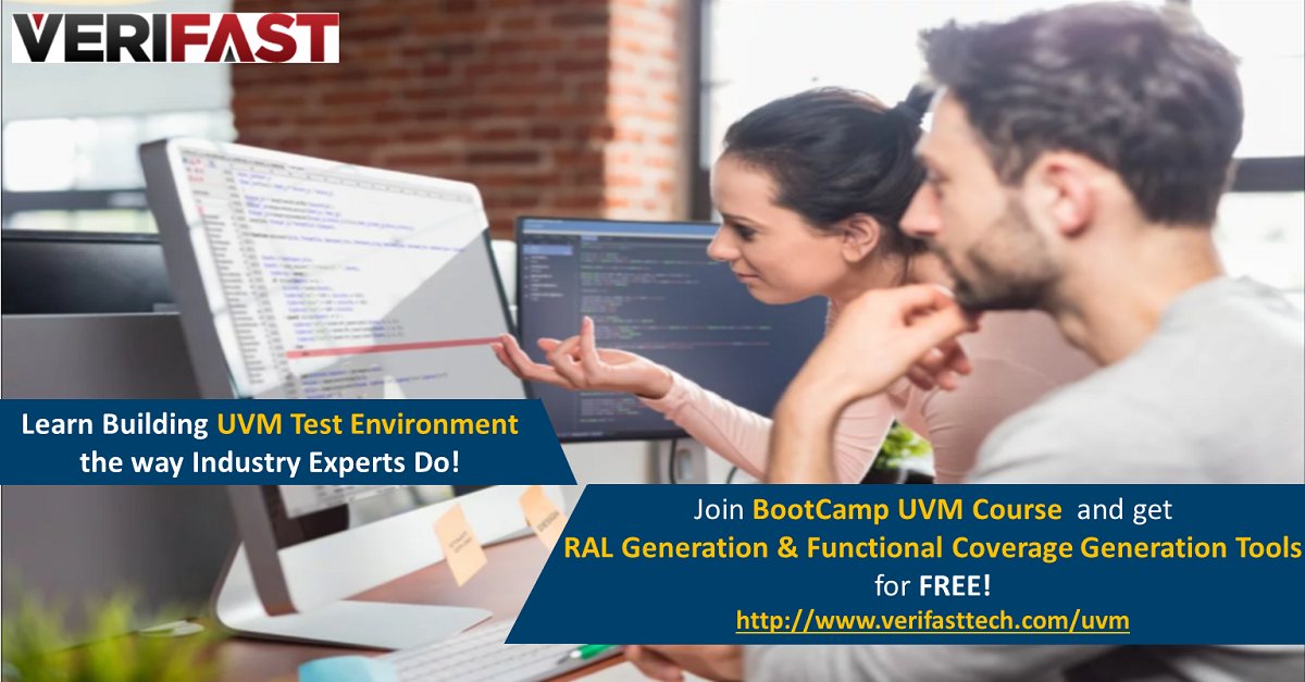 verifasttech's tweet photo. Join BootCamp UVM Course and get RAL Generation &amp; Functional Coverage Generation Tools for FREE! https://t.co/1TJK9SFufS https://t.co/67lAMrSzTr