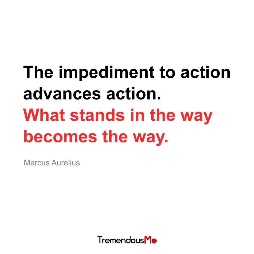 TremendousMeApp's tweet photo. The impediment to action advances action. What stands in the way becomes the way. — Marcus Aurelius #impediment #action #advances #theway #marcusaurelius #quote #webapp #iphoneapp #androidapp #mobileapp #appstore #abundancemindset #understanding #kindness #cooltime https://t.co/zBWSqaFEpM
