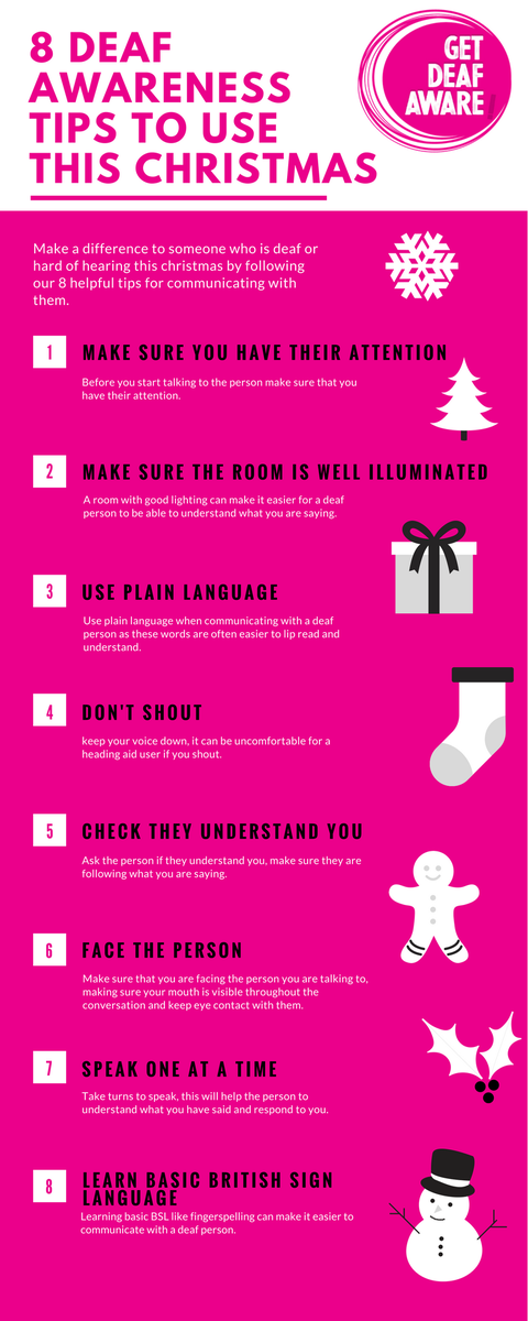 8 Deaf Awareness tips to use this Christmas. #DeafAwareness #DeafAware #Christmas