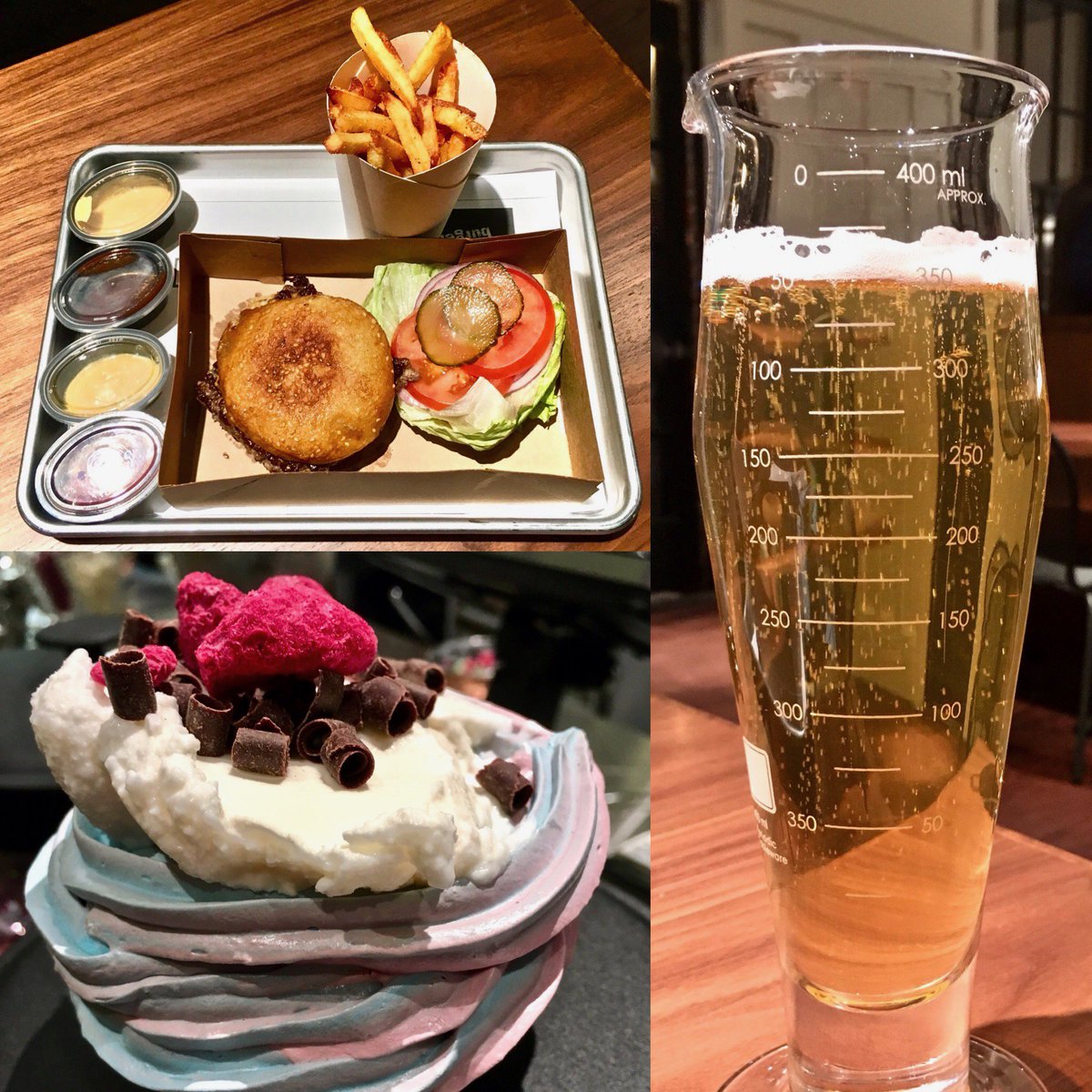 Burger, fries, nitro vanilla ice cream, and a beer in a beaker at <a href="/Platform8Napa/">Platform 8</a> --- Michael <a href="/ChefChiarello/">Michael Chiarello</a>'s new "modern burger joint and nitro ice cream lab" I'm hooked! #nitrogenicecream #nitroicecream <a href="/YountvilleCA/">Yountville Chamber</a> #hiptobesquare <a href="/VisitNapaValley/">Visit Napa Valley</a> <a href="/VisitCA/">Visit California</a>