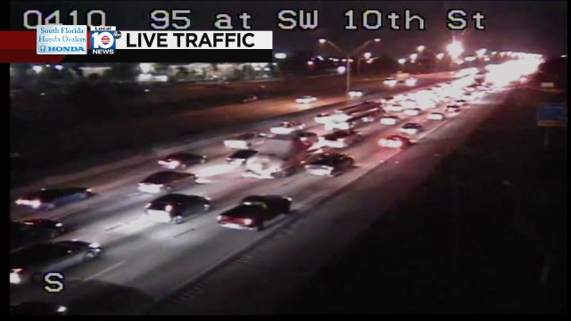 CRASH: I-95 SB at SW 10th St. Three lanes are blocked; expect heavy delays. #TRAFFIC https://t.co/C9jvmwQP9s