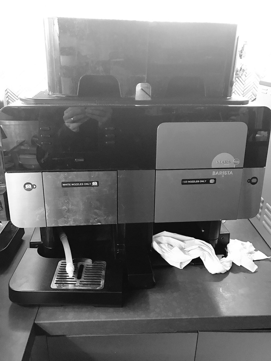 RyanKadro's tweet photo. After a heroic effort through a CRAZY 2017, the coffee machine @CBSThisMorning is no more.  We were hoping she'd hang on through Christmas, but the fates had other plans.  Thank you for everything, we'll miss you.  You were always here when we needed you. https://t.co/9mnlvH1dnz