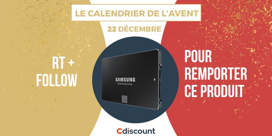 Cdiscount's tweet image. 🎅 #LeNoëlDeCdiscount - JOUR 22

🎁 À gagner : 
🔸 1 SSD Samsung 500GO à gagner &amp;gt; bit.ly/2jbOXUE

⚠️ Pour participer : 
🔸 RT + Follow @Cdiscount 

✅ TAS 27/12