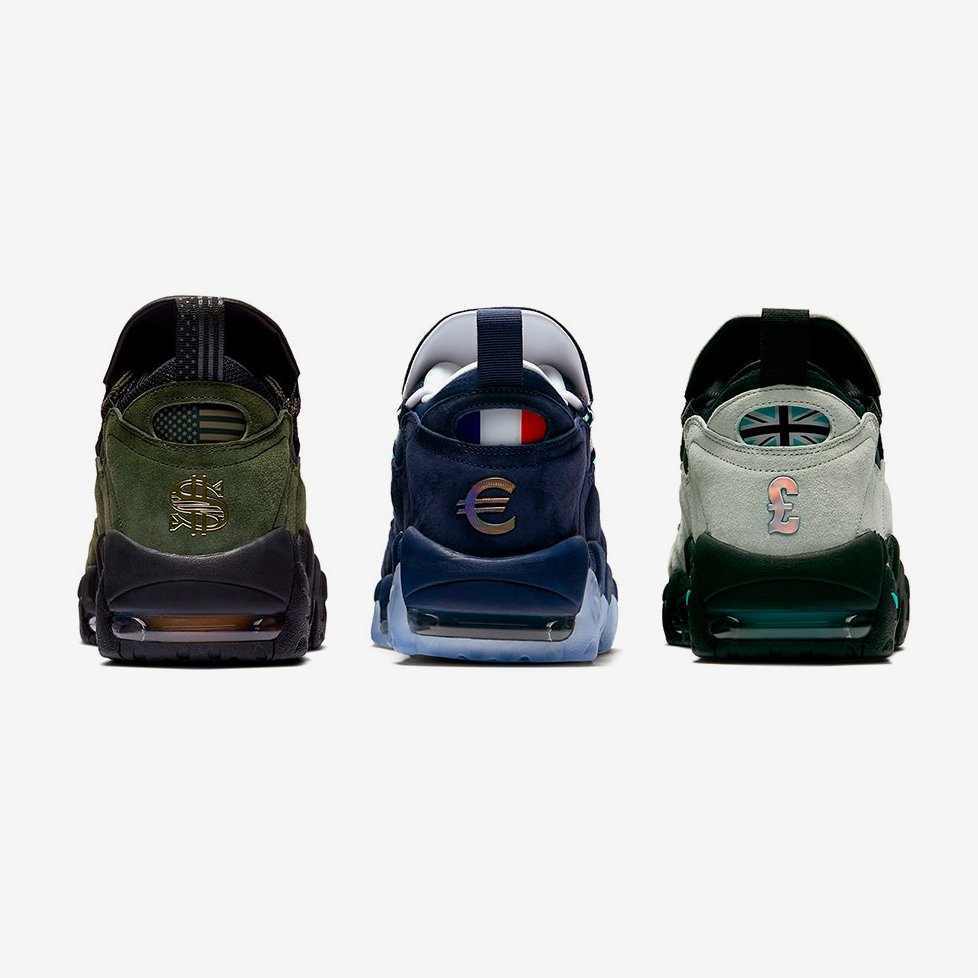 highsnobdrops's tweet photo. .@Nike's Air More Money is launching in January with a "Global Currency" Pack 💸 💰
The pack includes three colorways inspired by the French Euro, US Dollar and British Pound.
Which would you cop?
#HSShop https://t.co/5guL351XYq