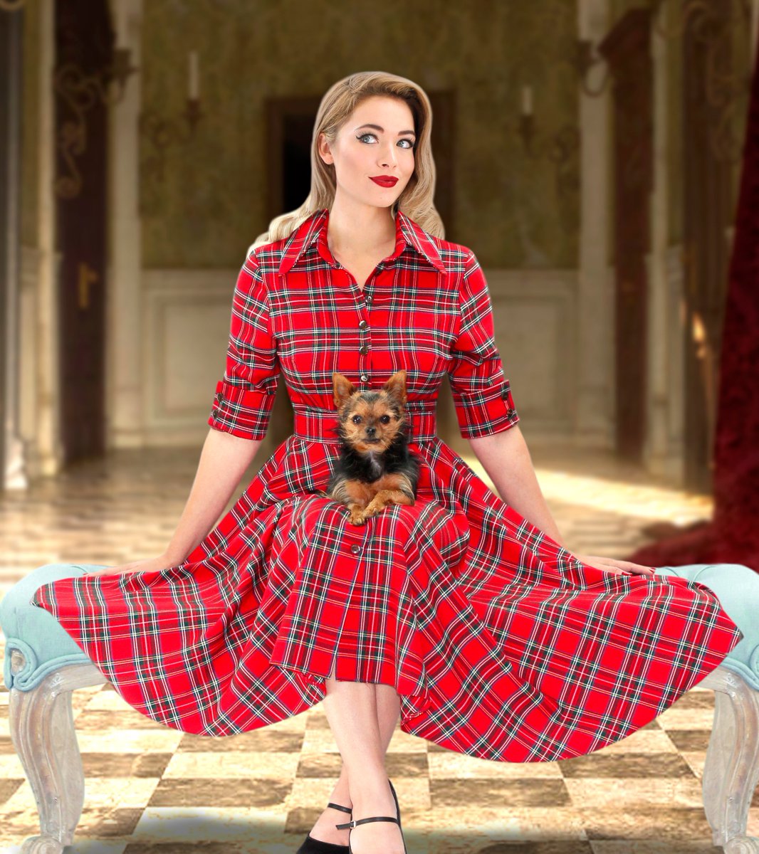 british retro tartan dress