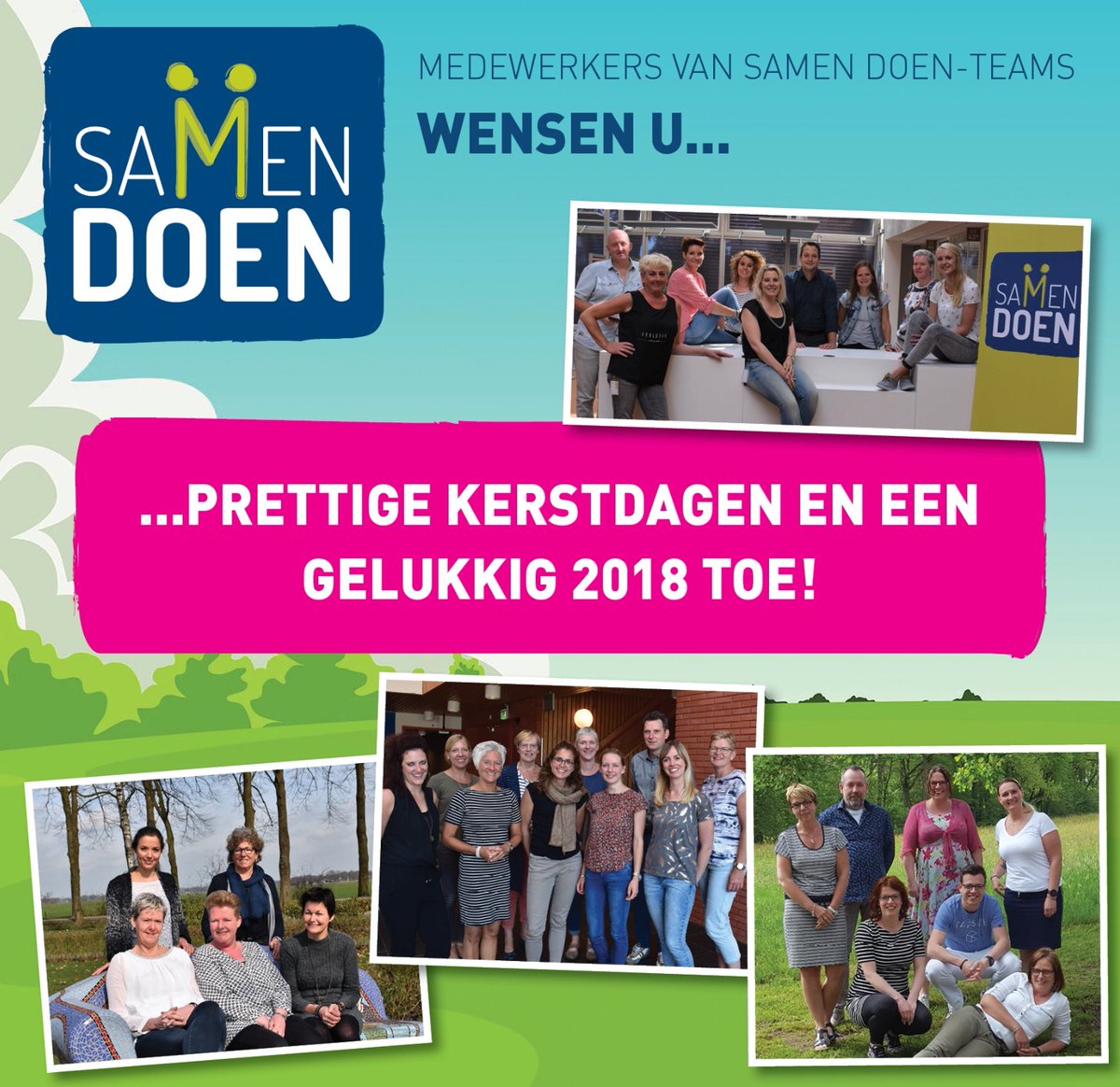 SamenDoenTeam's tweet photo. Samen Doen #Ommen en #Hardenberg wensen iedereen prettige feestdagen en goed #2018! https://t.co/f2IGtsLwW0