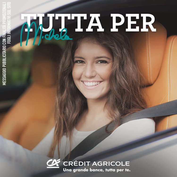 CA_Ita's tweet photo. #tuttaperte: in #CréditAgricole trovi prestiti flessibili, con soluzioni che si adattano alle tue diverse esigenze. Michela ha comprato una nuova auto. E tu che progetto realizzeresti? Scopri di più https://t.co/rpTfyx27OC https://t.co/g41XJu4X7f