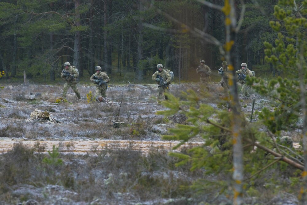 DaggerBDE's tweet photo. #DaggerBDE did a 2nd rapid response exercise. This time in Lithuania, & was focused on dismounted operations. German Allies were also there to support by acting as an opposing force to test the unit’s capabilities. #ReadyNow @USArmyEurope, @FightingFirst https://t.co/xh7AaXm1oL https://t.co/rUvHHmtkRS