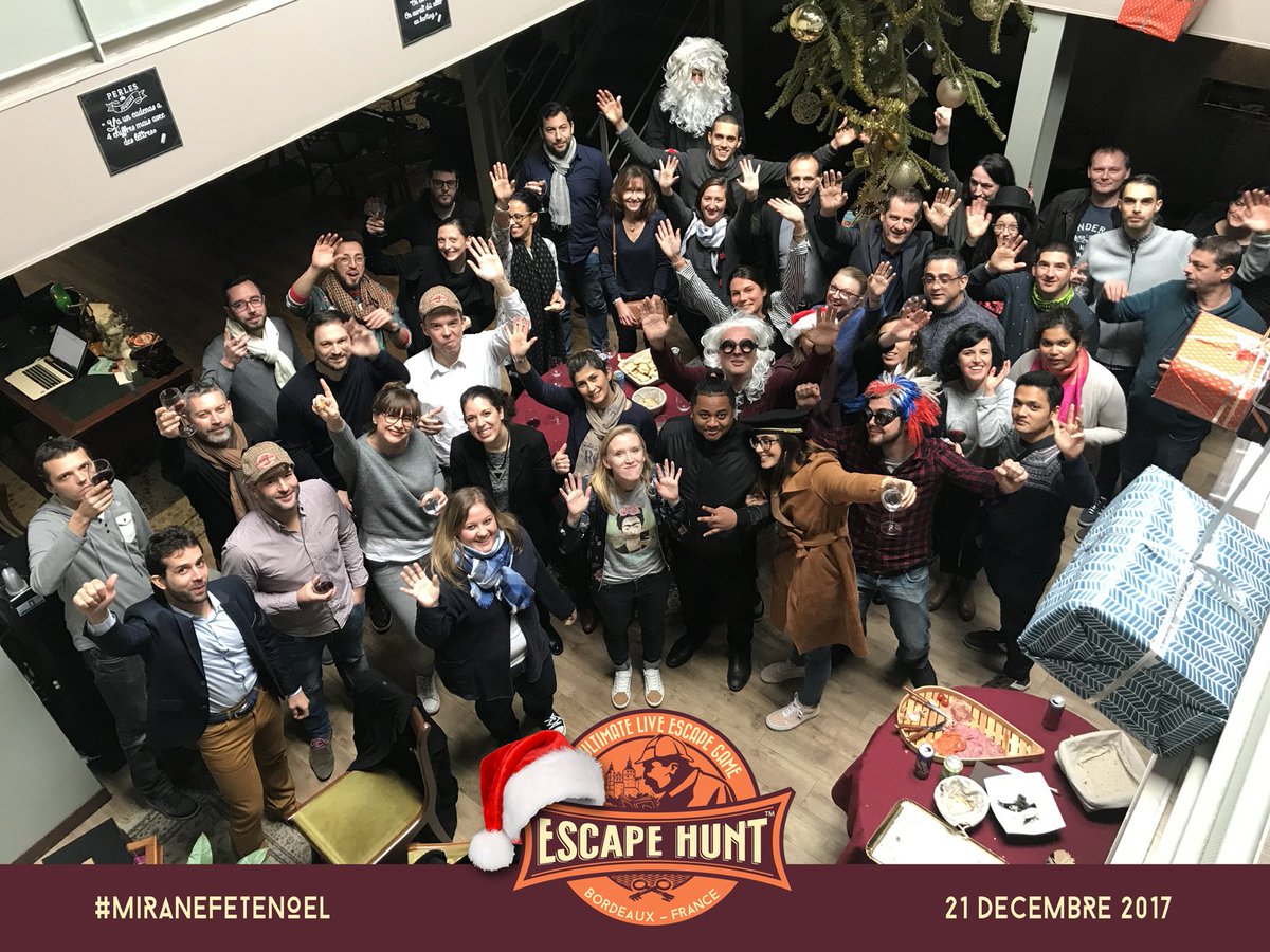 MiraneDooh's tweet photo. L'année 2017 a été remplie d'#énigmes et d'#obstacles que nous avons résolu tous #ensemble. @GroupMadic Merci @EscapeHuntBOR #NoëlMirane #Bordeaux https://t.co/Vzx2HN8aRo