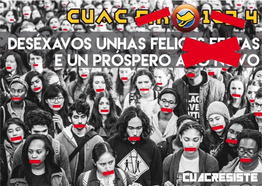 CUAC FM tiene mucho que protestar. Estas fiestas están empañadas por una sanción de #Xunta de hasta 200.000 euros por comunicar, llevamos solicitando licencia en FM desde 1996. #Cuacresiste #LoteriaNavidad #20Dic #Presupuesto2018 

Firma el manifiesto👉 cuacfm.org/peticion/
