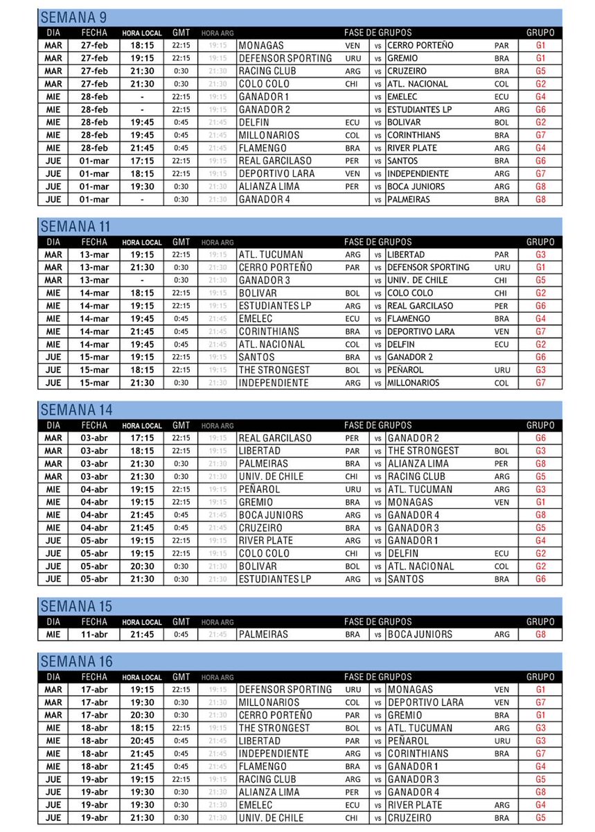 DNAlviverde's tweet photo. A Conmebol divulgou as datas da Libertadores 2018. https://t.co/eX2vpc0jOV