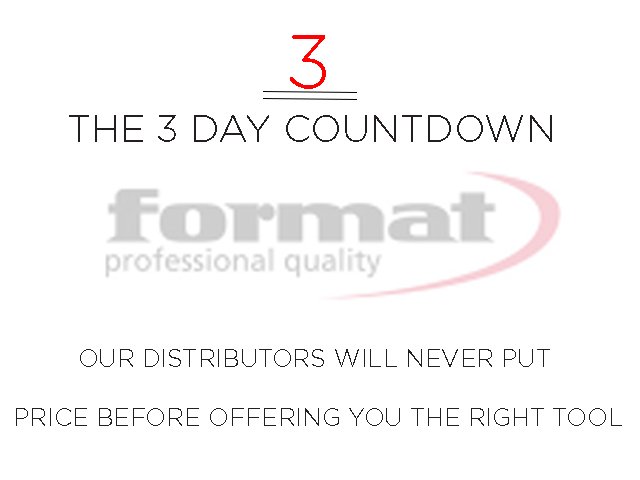 formattools's tweet photo. The 3 day countdown:
Our distributors will never put price before offering you the right tool. https://t.co/208Ob2jAAc