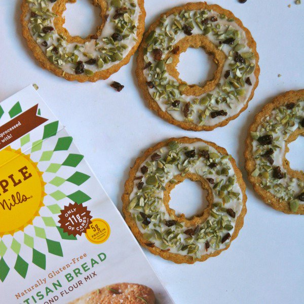 12 Treats for Christmas!
10. These Lemon Cranberry &amp; Pumpkinseed Wreaths not only look very festive, they are delicious as well!
Uses Simple Mills Gluten Free Artisan Bread Mix, recipe on website.