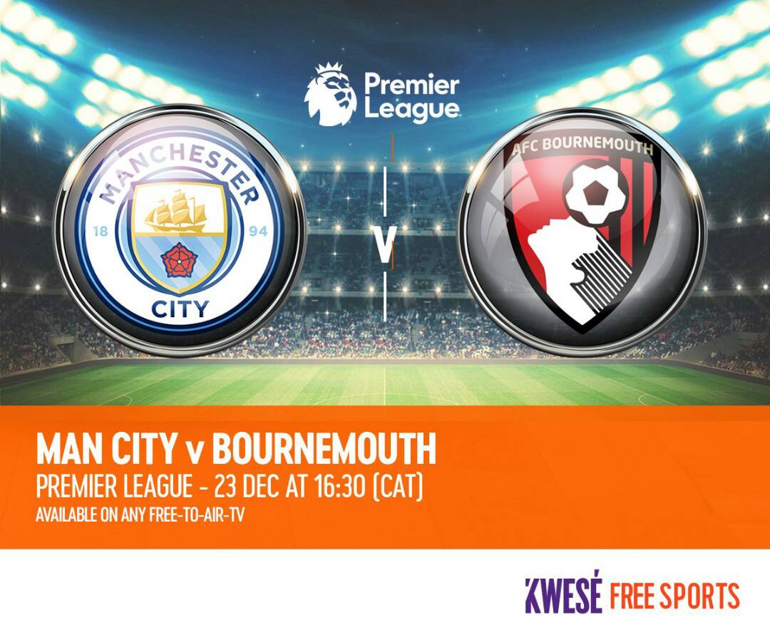 BetDodds's tweet photo. Can @ManCity  make it 17 consecutive Premier League victories when they play Bournemouth at the Etihad?

Send in your opinions on the game with #SportsWrapWithKwese and the Christmas day NBA clash between Cavs &amp; GSW before 5:30pm. 2 lucky will win N1000 airtime. @kwese_ng https://t.co/YVRTkDkNmN