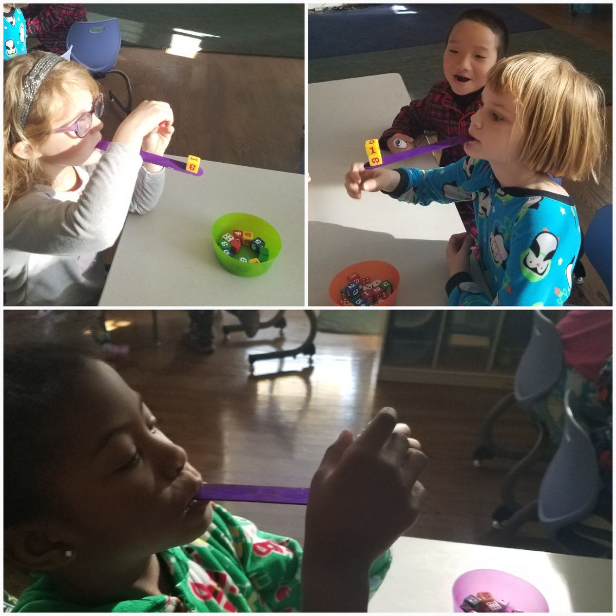FirstInRoom219's tweet photo. Last day before winter break we practiced cooperation &amp; encouragement playing Minute to Win It games #table1forthewin #pjdayfun https://t.co/pwIMBqeTW7