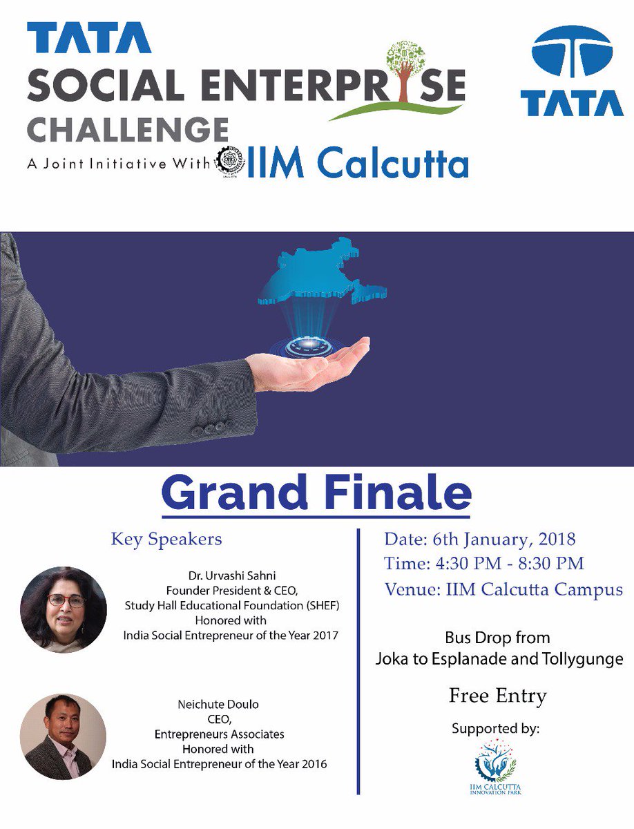 IIMCIP's tweet photo. #DatesOut!

#MarkYourCalendar for the TSEC Grand Finale on the 6th of January, 2018 only at the  @IIM_Calcutta Campus. https://t.co/9VI2mXAWq6