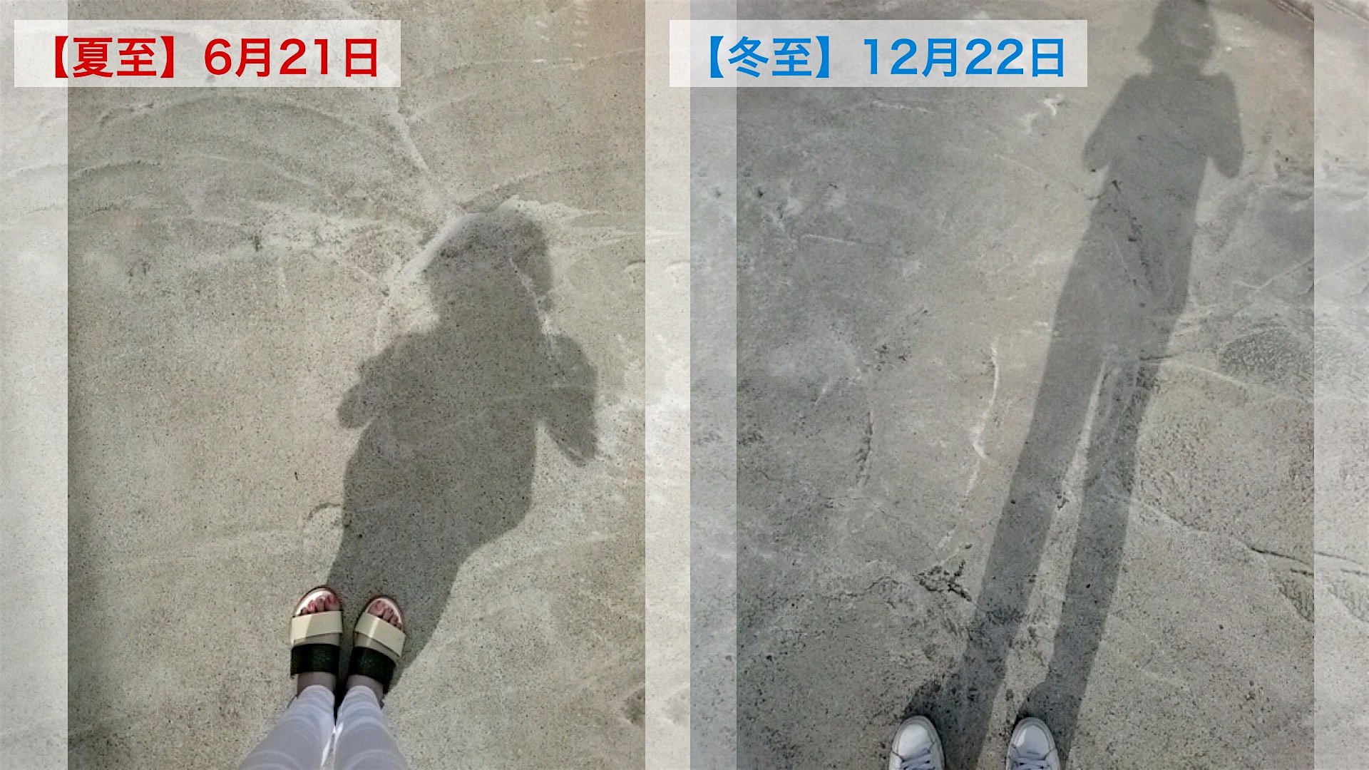 ウェザーニュースlive Soliveイブニング 先程 番組で紹介しましたサポーターさん 広島県みーちゃんさん からの 冬至と夏至の影比べ こんなにも長さが違うものなんですね 分かりやすいリポートをありがとうございました 夏至 影比べ T