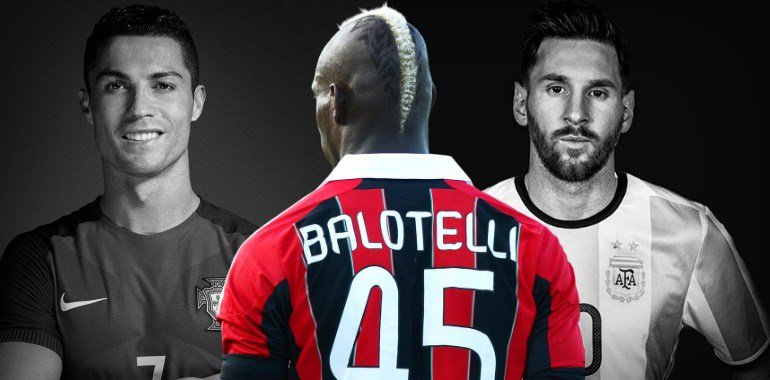MotivacionesF's tweet photo. "Si Cristiano Ronaldo costo 90 millones y Neymar 22 0millones entonces Messi que es el mejor jugador del mundo costaría 600 millones" - Balotelli. https://t.co/vKviHPHJJk