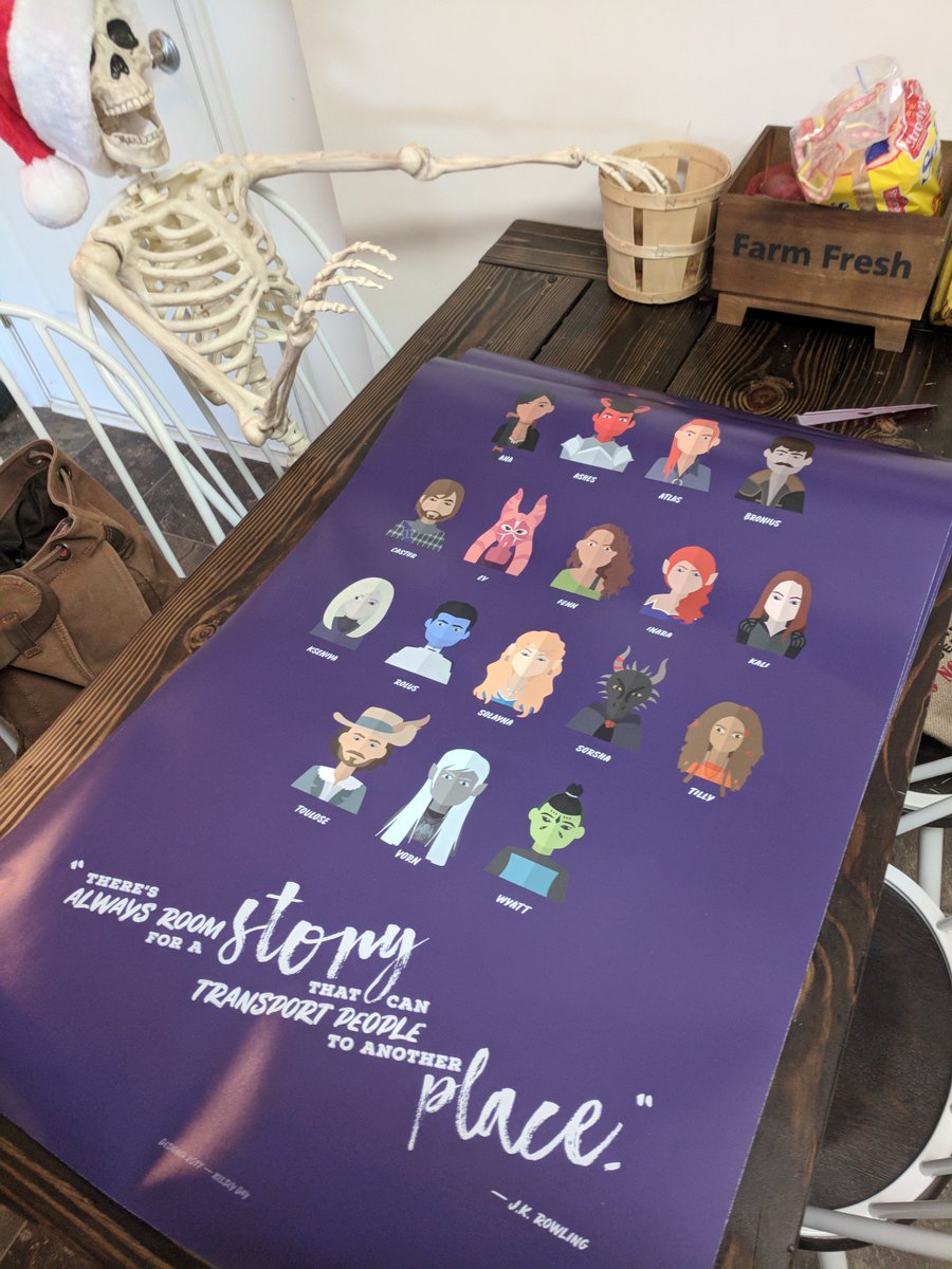 BigScaryMonstrs's tweet photo. One of my players made us these amazing Christmas gift posters. And I'm crying. Like because I started to listen to @OneShotRPG  and they made me fall in love with RPGs and I then conned my friends into playing with me, now all these wonderful stories and characters exist. 🤩 https://t.co/FrVke3jYCx