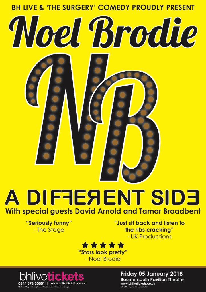 noelbrodie's tweet photo. Wow! My show #ADifferentSide is just two weeks away! Tickets selling nicely @bhlivetickets 
Anyone planning on staying want me to try and sort a group deal? @premierinn perhaps? #BournemouthPavilion #Jan5 #Comedy #Bournemouth #StandUp https://t.co/u52tUimcx3