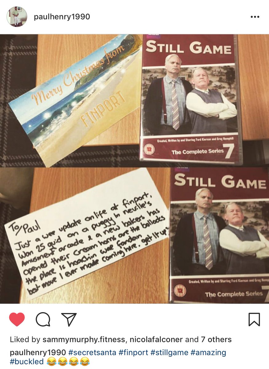 dezz_'s tweet photo. Glad to see ma auld pal enjoyed his Christmas present aw the way from finport. Mind get yersel a Bacardi and lemonade #jackandvictor #stillgame #finport #villagegymglasgow @greghemphill96 @FordKiernan1 @McCarryJane @paulza70 https://t.co/AGv0rQ44pV