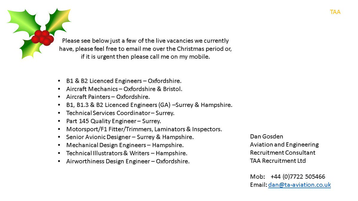 HOLIDAY VACANCIES!
