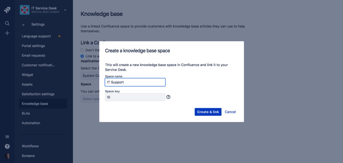 Atlassian's tweet photo. 6 steps to creating a knowledge base with @JiraServiceDesk and @Confluence: https://t.co/fUX0zEpxOn https://t.co/jK5tavfJDU
