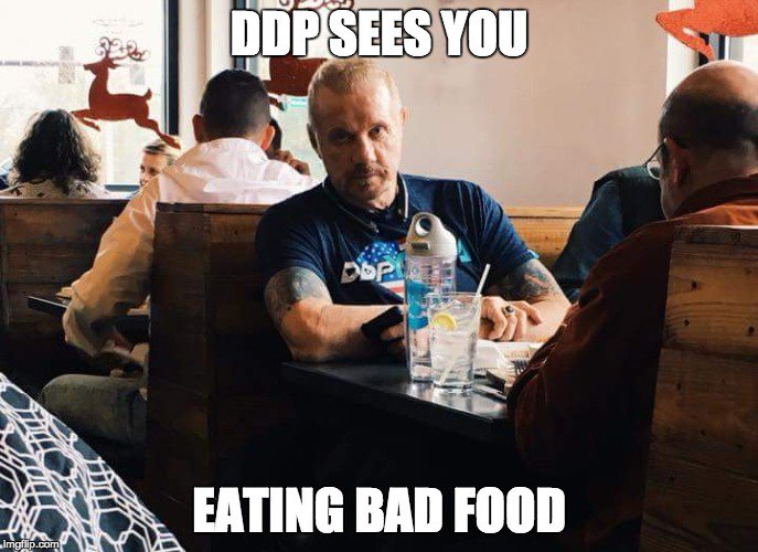 DDPYoga's tweet photo. Tempted to over-indulge this holiday? Before eating that extra Christmas cookie, just imagine Dallas is across the room looking at you like this... 😱 https://t.co/5u9N4FM75x
