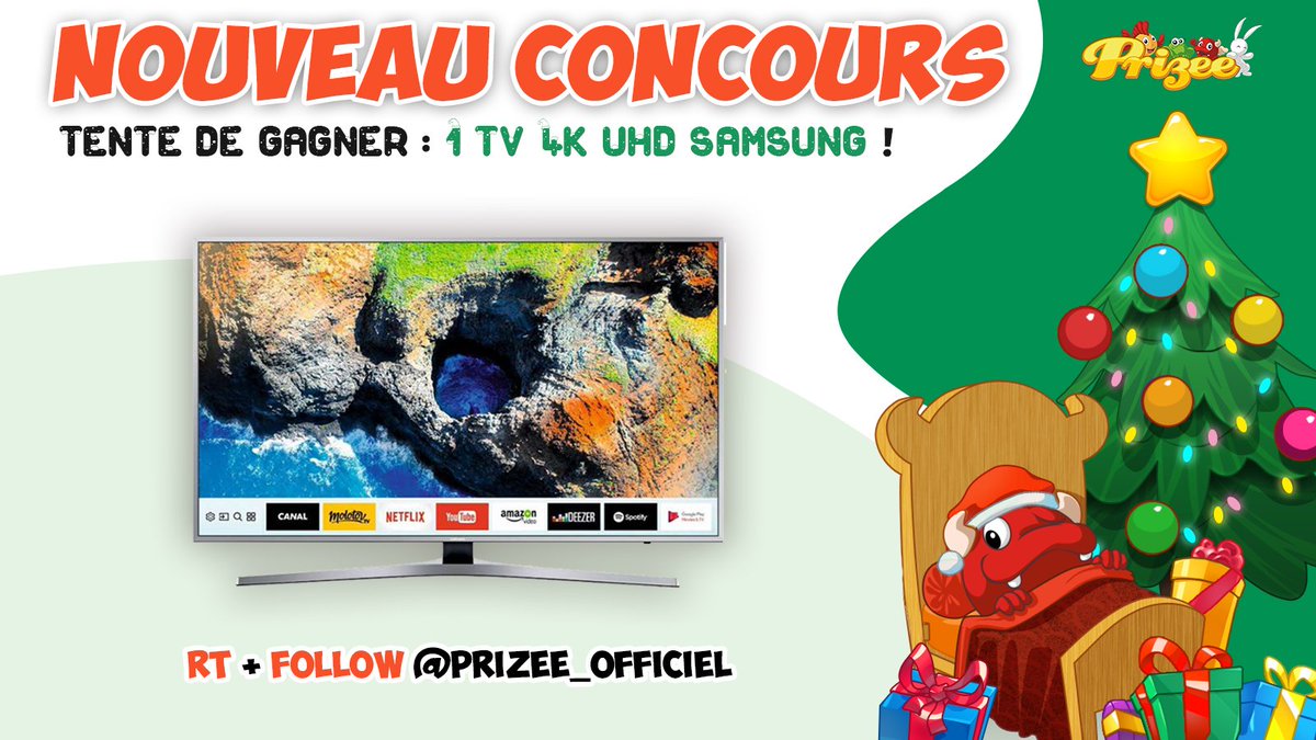 prizee_officiel's tweet image. 🎁🎁 Info #JeuConcours de #Noël 🎁🎁
#RT+ #Follow @prizee_officiel pour tenter de gagner 1 #TV LED #4K UHD 40" de #Samsung ! Encore quelques jours pour remporter ce joli #cadeaudeNoel avec #Prizee ! TAS : 29/12 🎅🎄 Bonne chance ! 🍀🍀 #Jeu #Concours #Noel2017