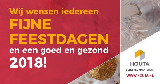 Wij wensen u fijne feestdagen, een gezond 2018 en bedanken u voor de prettige samenwerking.