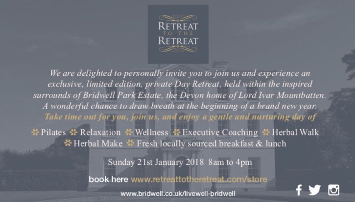 BridwellDevon's tweet photo. Our gift to you all this Christmas - the launch of our first exclusive retreat! #livewellatbridwell #retreat #wellbeing #selfcare #investinyourself #merrychristmas https://t.co/bAw9vxrM5d