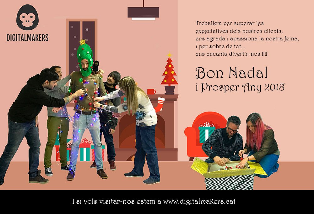 digitalmakers17's tweet photo. Treballem per superar les expectatives dels nostres #clients, ens agrada i apassiona la nostra #feina, i per sobre de tot... ens encanta divertir-nos !!!!
#nadal #2018 #anynou #bonesfestes #funbusiness https://t.co/h3FZjhvuxc