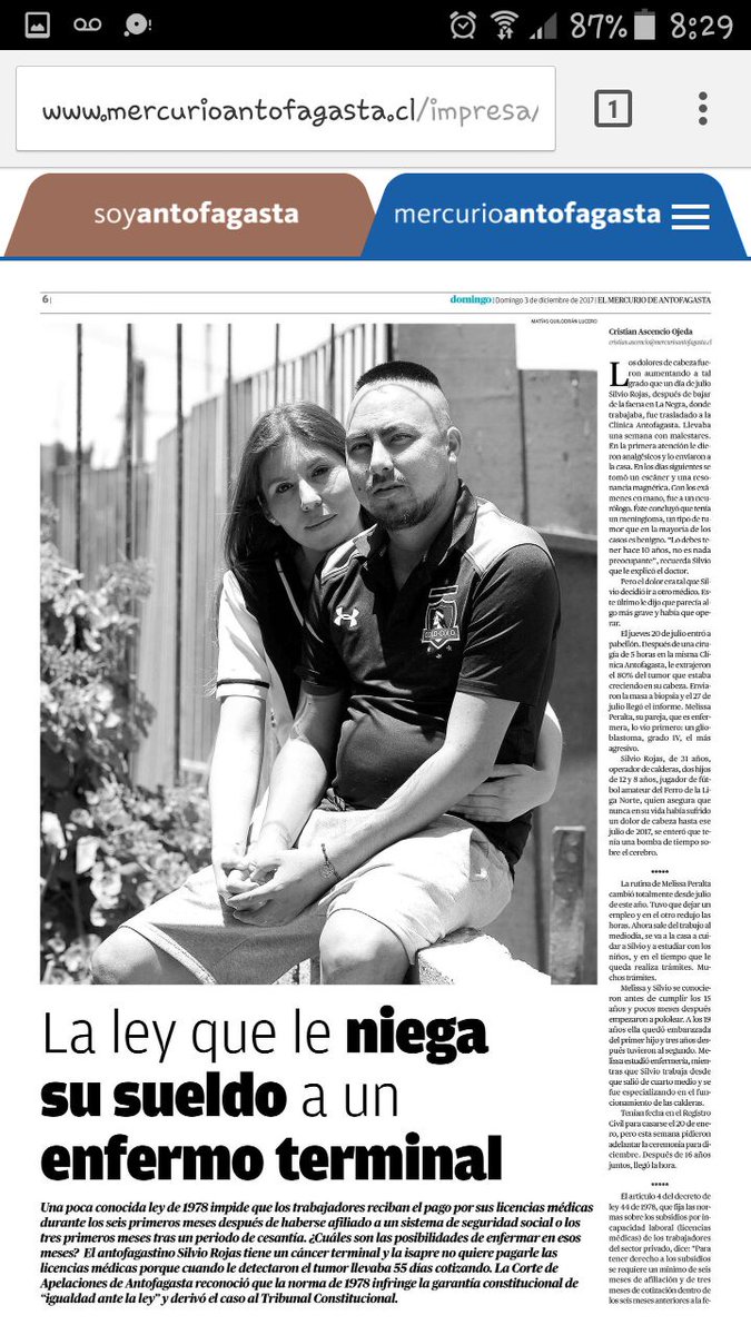 melissaperaltad's tweet photo. #EsViernesConGanasDe que me ayuden con un RT dando a conocer nuestra realidad, mi marido con un cáncer cerebral terminal e @IsapreColmena le niega el pago de sus licencias médicas. @PANCHOSAAVEDRA nos casamos el 30.12. sólo queremos un salu2
#todosconsilvio https://t.co/aGIpQkopo3