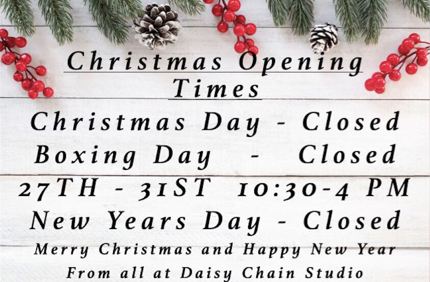 Daisychaingifts's tweet photo. We would like to thank all our fabulous customers. These are our opening hours. You still have time to come and get those last minute gifts https://t.co/uJCmE9pcsz