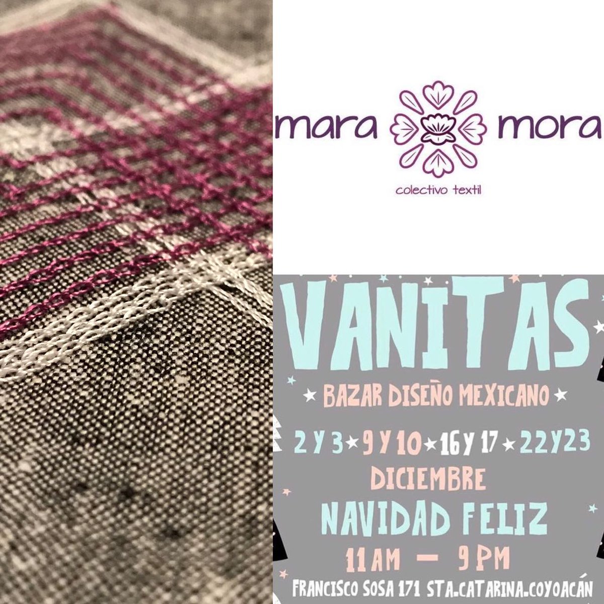 Comunidad, les invitamos hoy y mañana a <a href="/vanitasbazar/">VANITAS BAZAR</a> en Coyoacán, de 11 am a 8 pm, a conocer <a href="/maramora_oax/">Maramora</a>, textiles 100% naturales hechos por artesanas istmeñas y con mucho amor. #handmade #handmadewithlove #Oaxaca #HechoenMéxico
