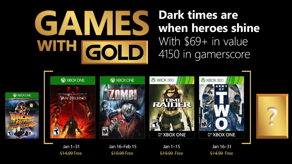 Xbox Live Games with Gold January 2018