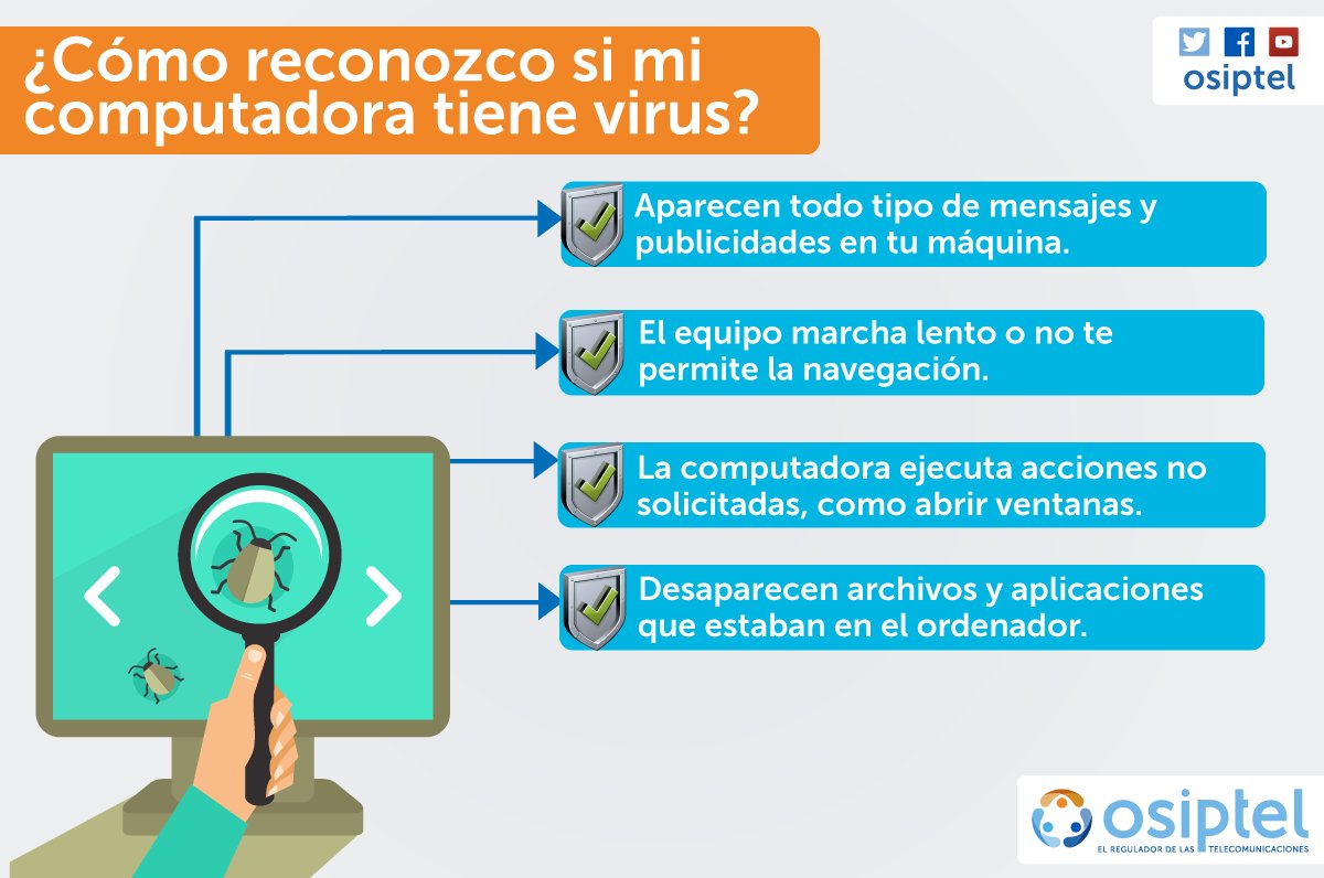 OSIPTEL's tweet photo. #TipsOsiptel Cuatro formas rápidas para saber si tu computadora tiene virus. https://t.co/AzDDiYPlvy