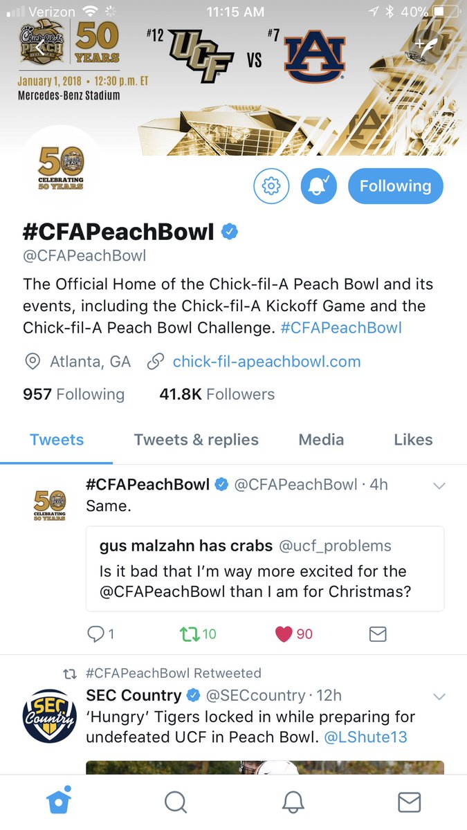 ucf_problems's tweet photo. It’s fun when the official peach bowl page retweets you and you can change your name to anything you want lol https://t.co/eIRxfSKD0T