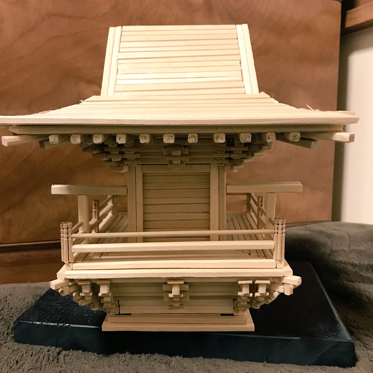 えんじ 和と革と自転車 割り箸で神社作ったの見てほしい 神社 神社仏閣 割り箸アート