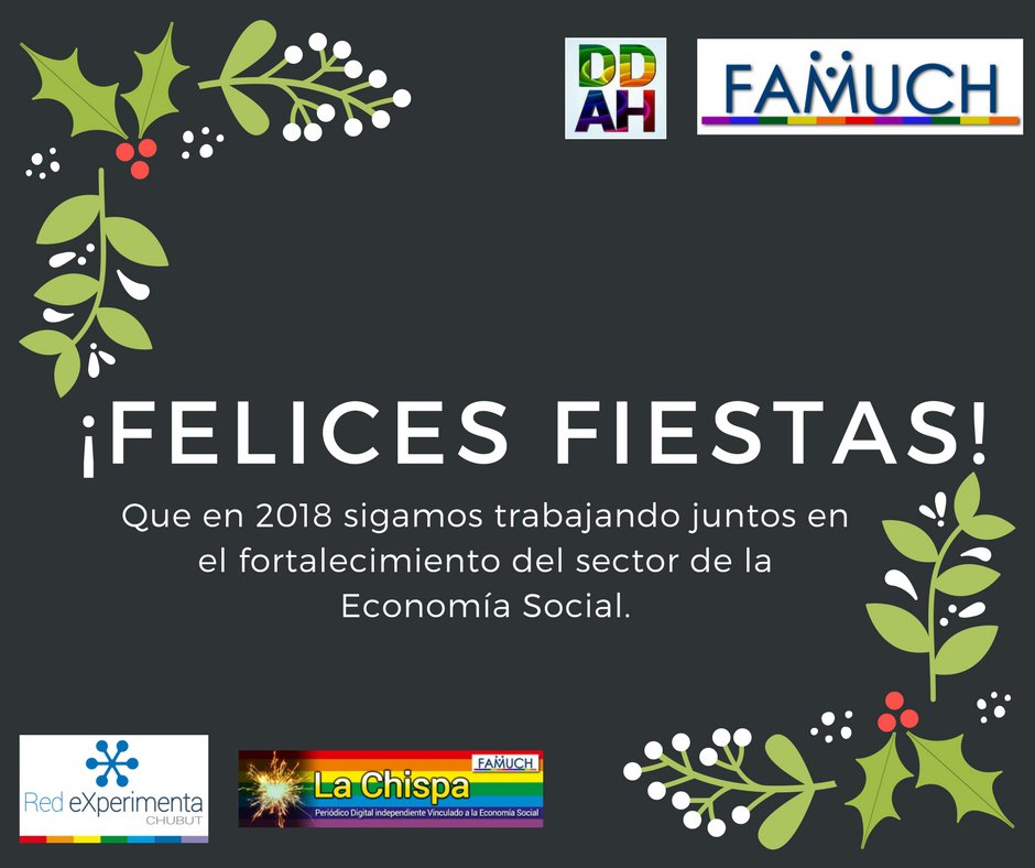 DichoAlHechoTw's tweet photo. Muchas felicidades en estas fiestas, les deseamos los que hacemos #DelDichoAlHecho, y el equipo #FAMUCH, #LaChispa y @RedExChubut 😀🌲 https://t.co/VAXGXd2PW6