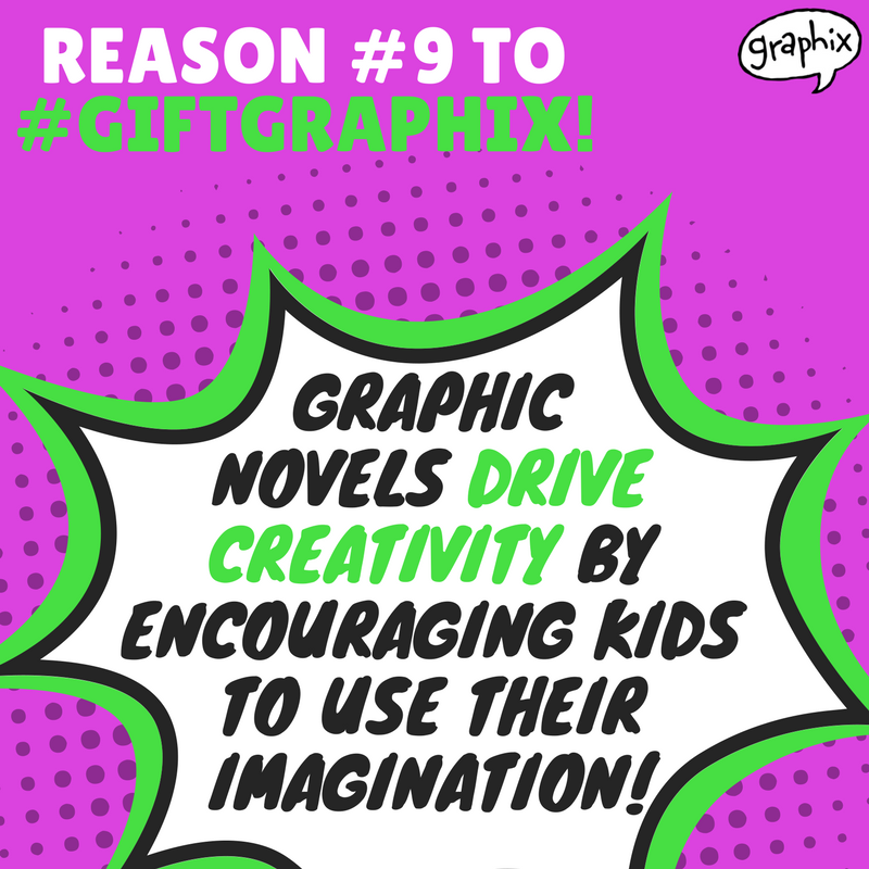 GraphixBooks's tweet photo. ✨ Reason #9 to #GiftGraphix: The visuals in graphic novels act as an awesome prompt for imagination! 💭💥 https://t.co/Mg726bsxRY