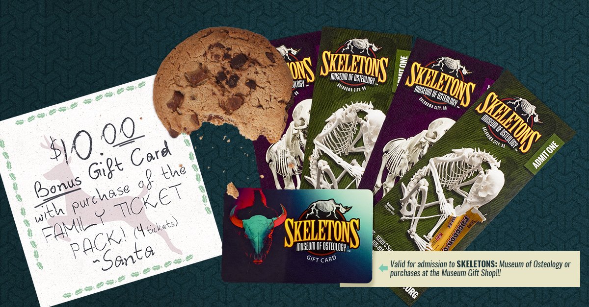Gift an experience at SKELETONS: Museum of Osteology. This week only purchase four tickets and receive a free $10 gift card!