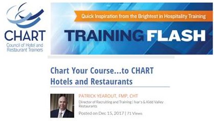 CHARTtrainers's tweet photo. 74 Restaurants, 27 Hotels, 1 Amazing Year. Super cool blog in the latest Training Flash by @patrickyearout. "Chart Your Course…to CHART Hotels and Restaurants" details how he visited 74 #CHARTtrainer member restaurants &amp; 27 CHART member hotels in 2017.

https://t.co/JYwVmiZcm0 https://t.co/Yc6kEGdJDM