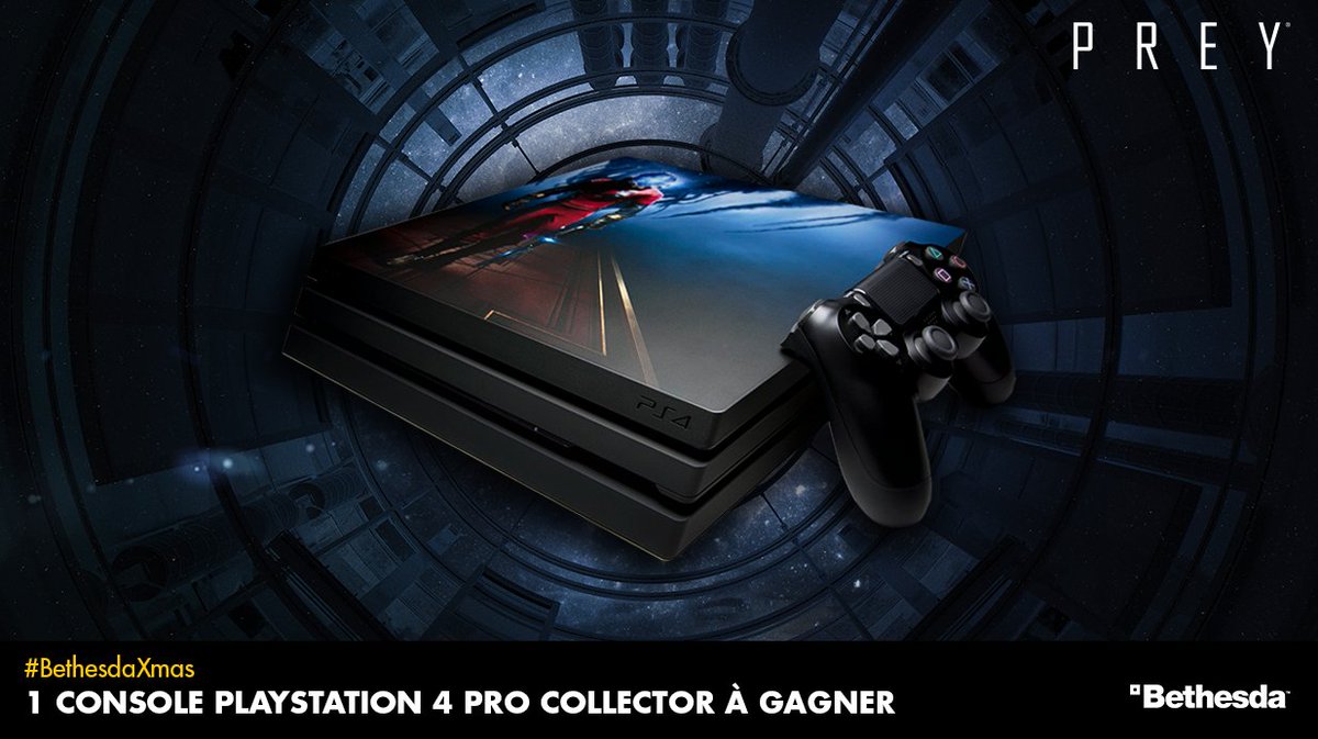 Bethesda_fr's tweet photo. Dernière case de notre calendrier de l'Avent (et pas des moindres) : Follow + RT pour tenter de gagner cette PlayStation 4 Pro aux couleurs de #Prey ! #BethesdaXmas https://t.co/kF5Z57wH4t