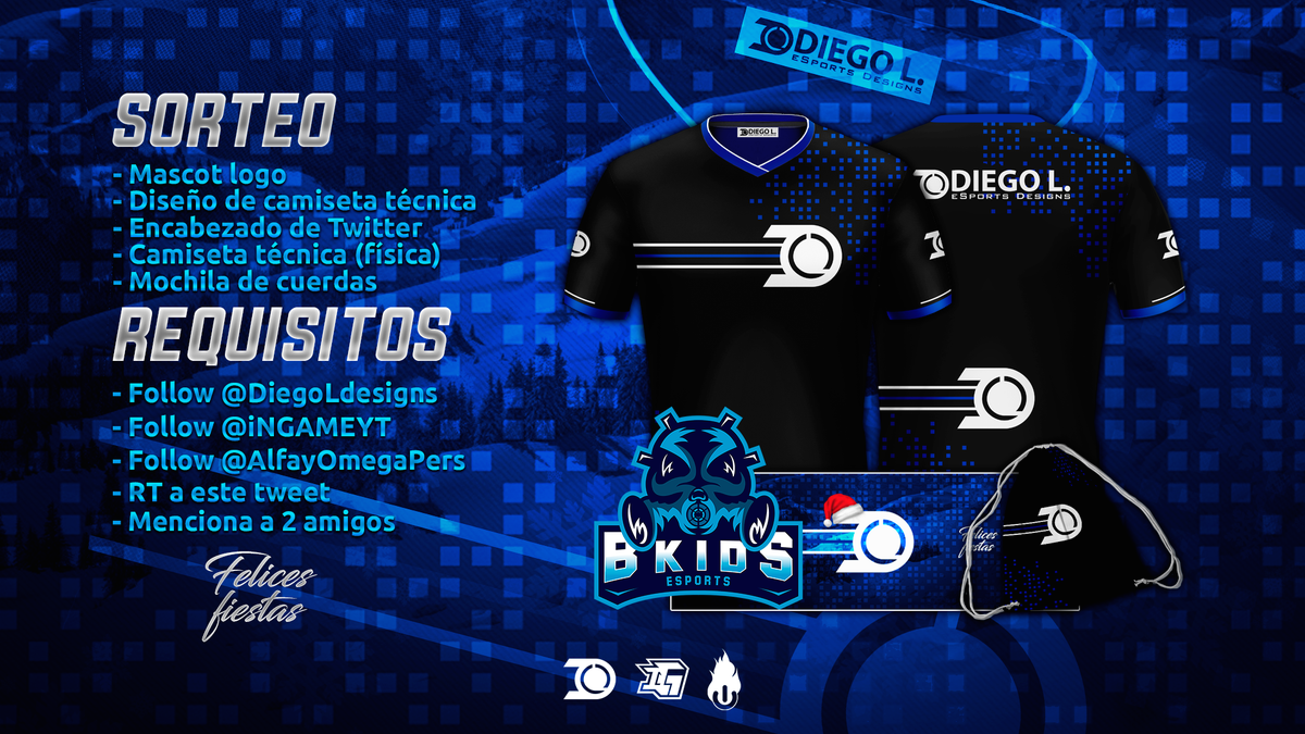 🔥 ¡#SORTEO! 🔥
- Mascot logo 
- Diseño de camiseta técnica 
- Encabezado de Twitter 
- Camiseta técnica física 
- Mochila de cuerdas 

¿Cómo participo?
- Sigue a @DiegoLdesigns
- Sigue a @iNGAMEYT
- Sigue a <a href="/AlfayOmegaPers/">alfayomegapersonalizados</a>
- RT a este tweet
- Menciona a 2 amigos

¡Buena suerte!