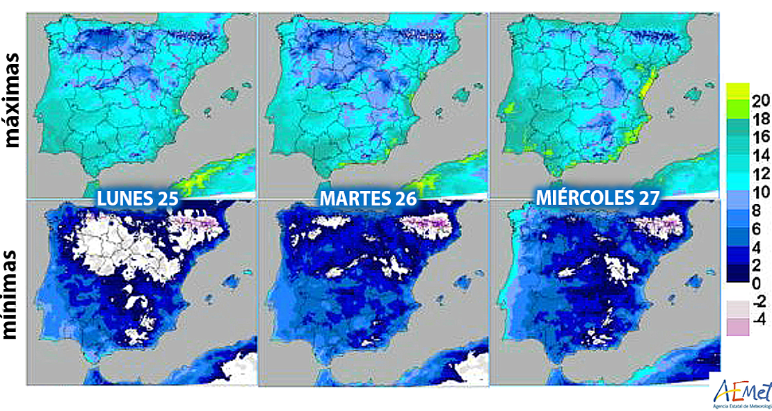 meteo7dias's tweet photo. Las heladas remitirán con la entrada de lluvias débiles la próxima semana https://t.co/4jHKkD1CVI https://t.co/wjpBtaY6Gp